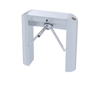 Tourniquet tripode électronique LTT 303 E vu en 3D isométrique, Inox AISI 304, contrôle d'accès piéton tertiaire et industriel.